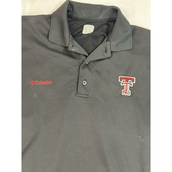Texas Tech Red Raiders Columbia Golf Polo Shirt Mens Size Large Black Campus - Picture 8 of 12